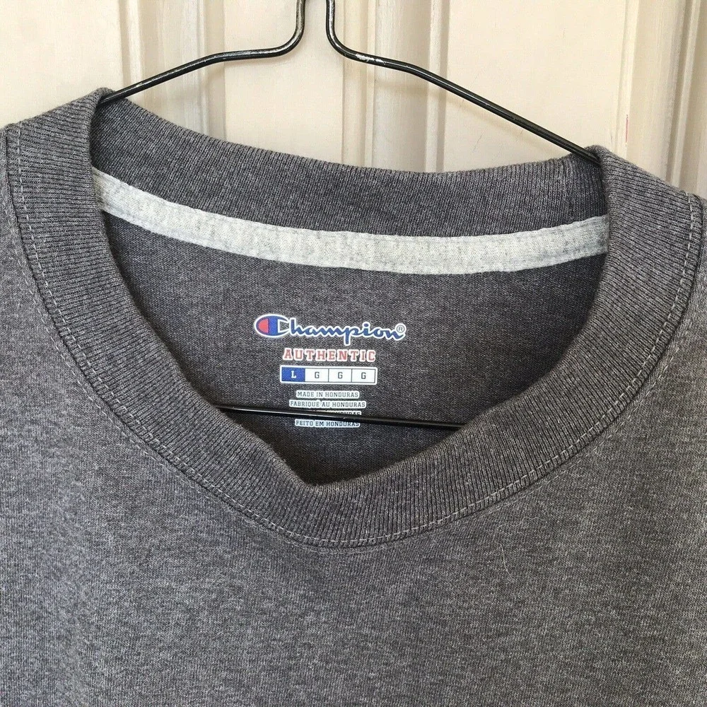 Champion T Shirt SzL Gray Short Sleeves Unisex Pre-Owned 9923 - Picture 5 of 9